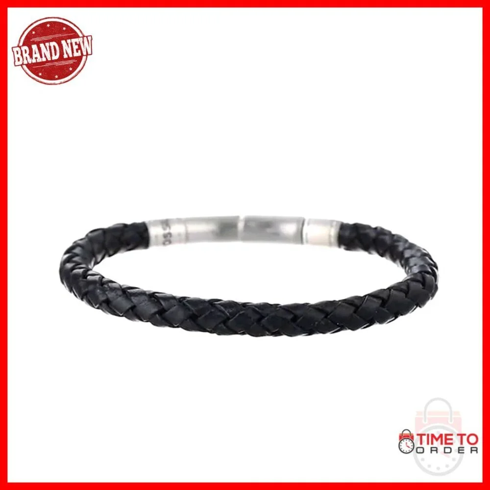 Men's Stainless Steel Leather Bracelet Adjustable Clasp One Size